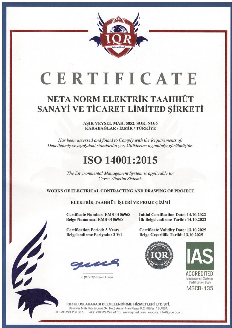 ISO 14001 Sertifikası