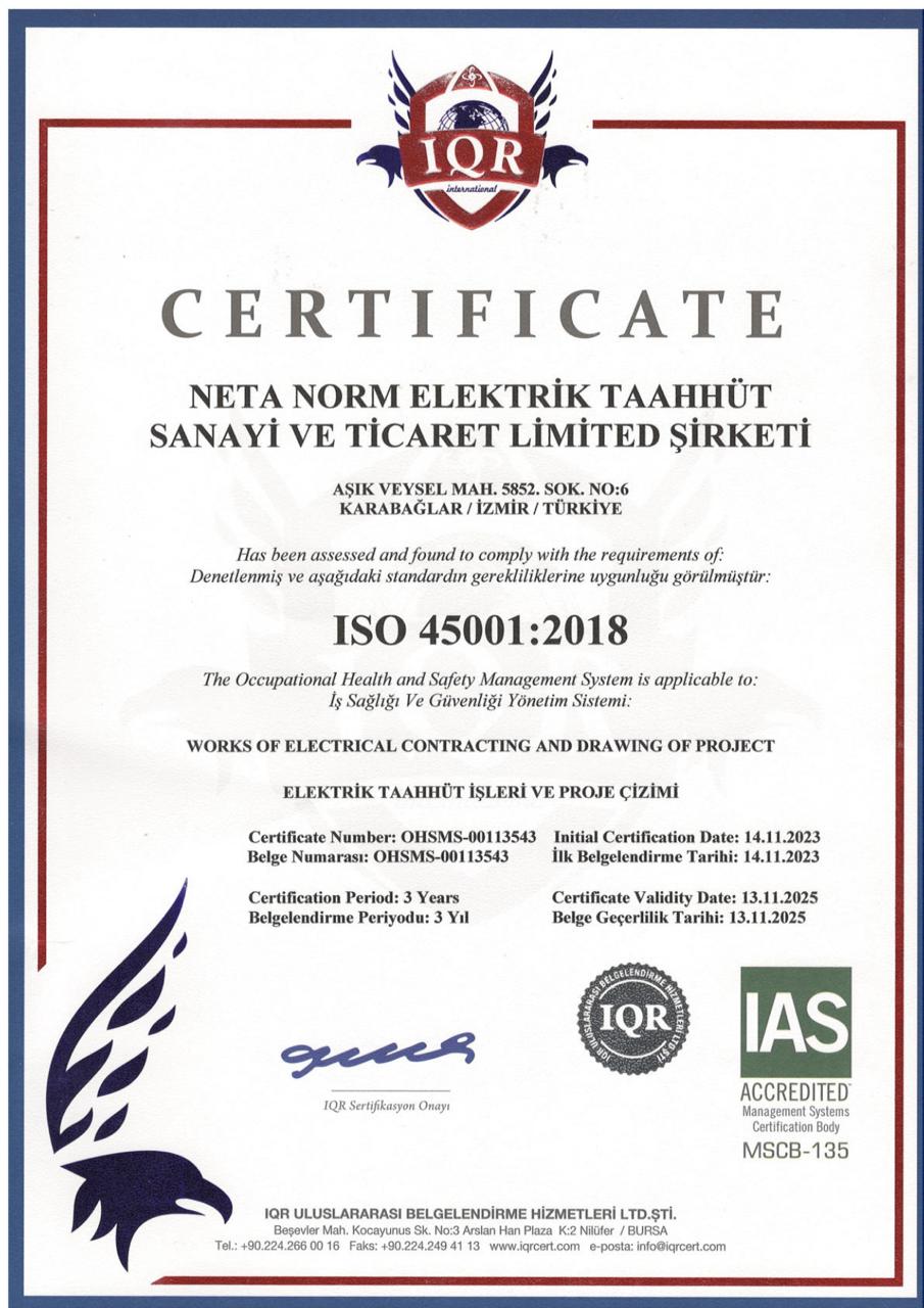 ISO 45001 Sertifikası