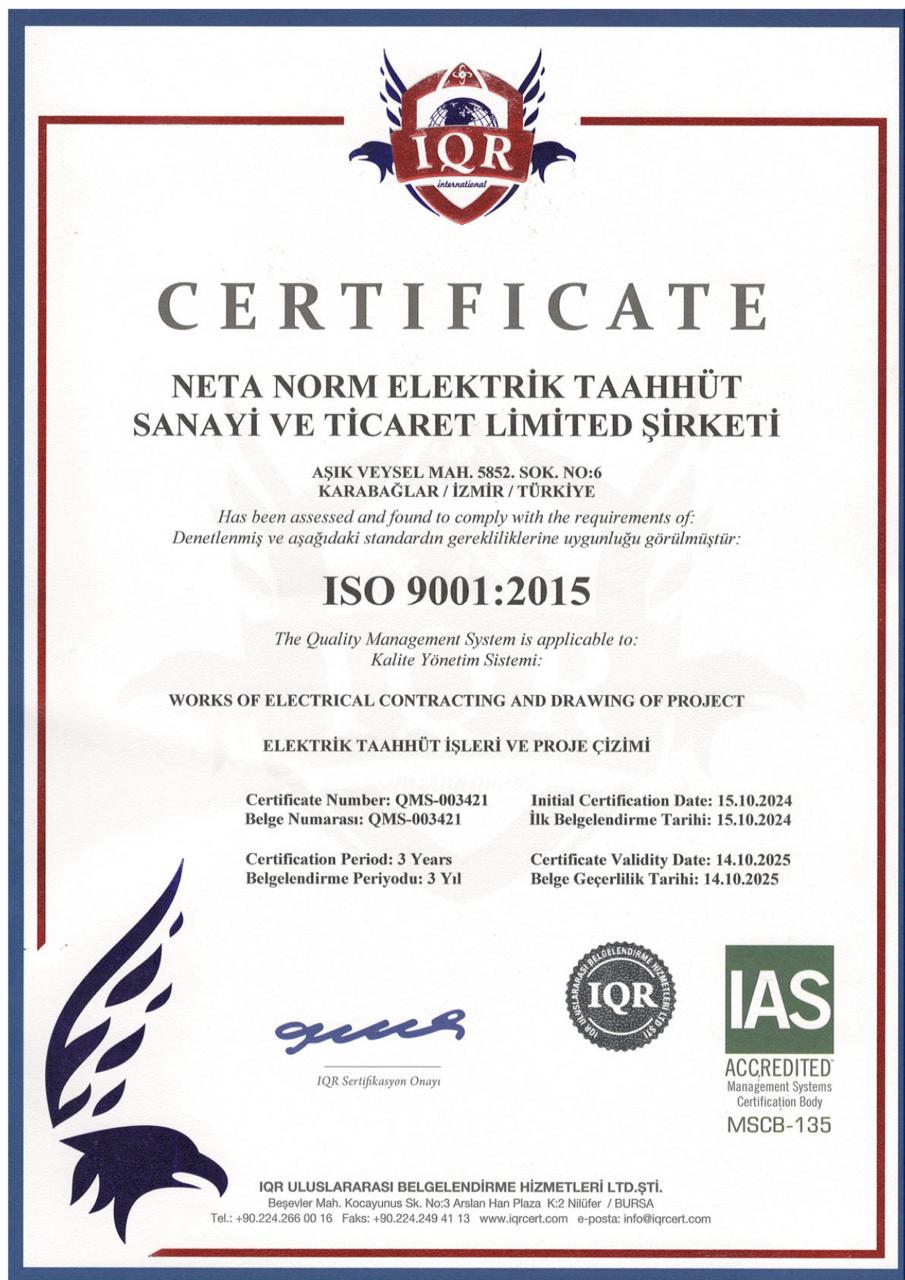 ISO 9001 Sertifikası